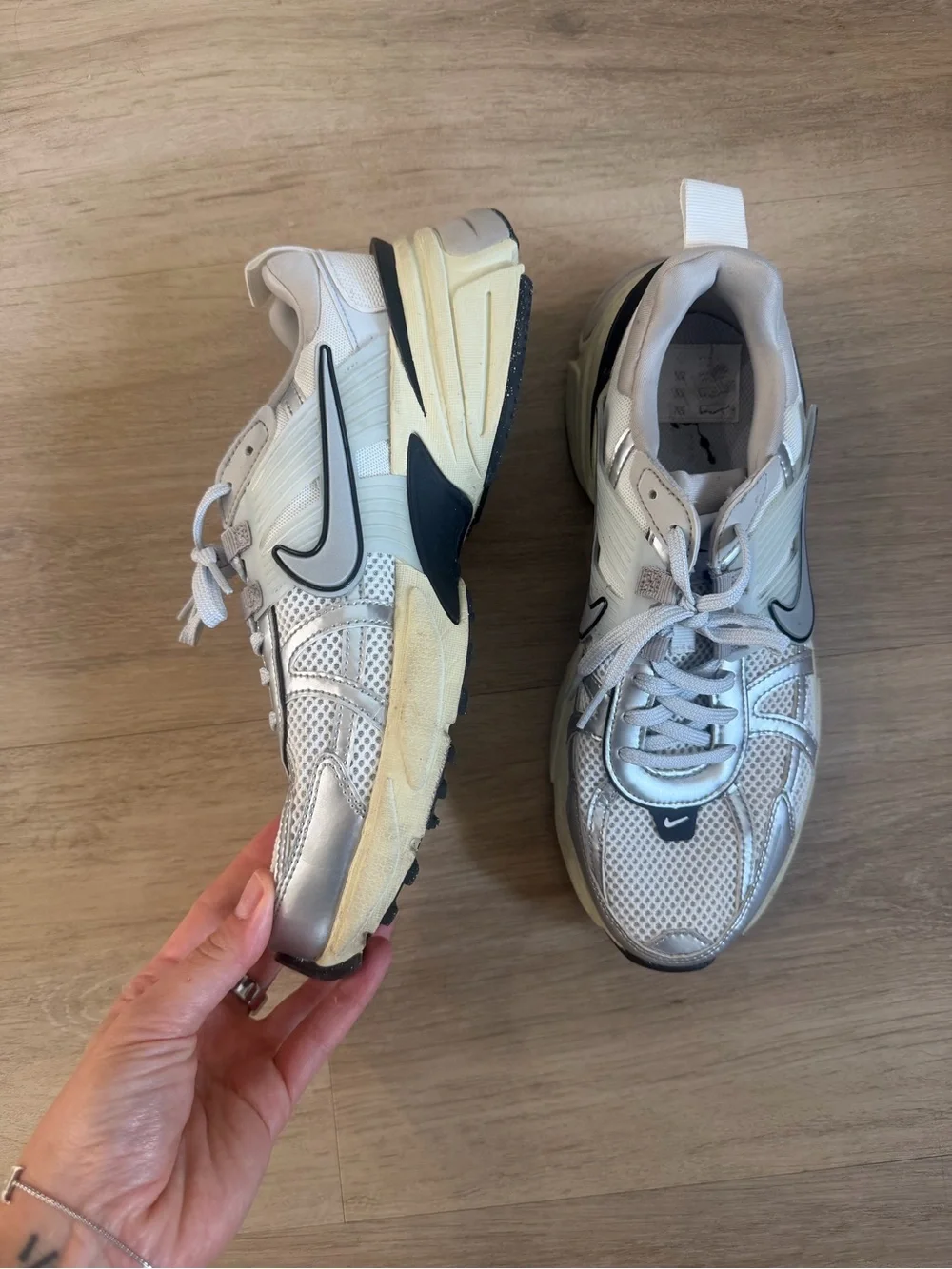 Nike Silver and Black Mesh Athletic Sneakers